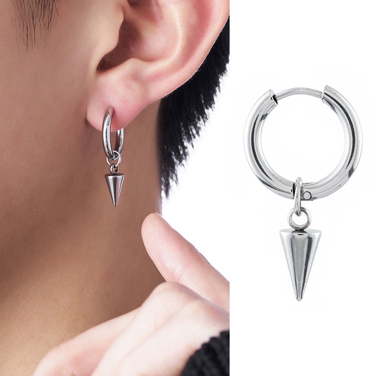 2 Pcs / set Personality Cone Earrings Men and Women Cone Punk Earrings Earrings Hip-hop Earrings