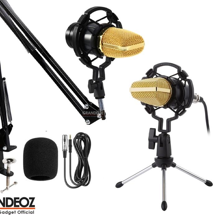 ֍ TaffSTUDIO BM 700 Mikrofon 3.5mm Kondenser Studio dengan Shock Proof USB Mount BM700 Mic BM-700 Co