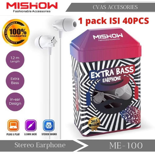 MISHOW Earphone ME-100 / STEREO HEADSET MISHOW / Earphone + MIC Mishow / Earphone Extra Bass