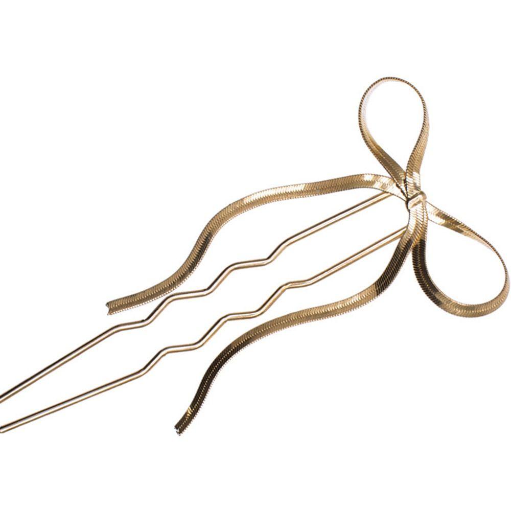 Bow Hair Stick Trendy Fashion Hanfu Cheongsam Hiasan Kepala Gaya Korea Untuk Wanita Jepit Rambut Berbentuk U