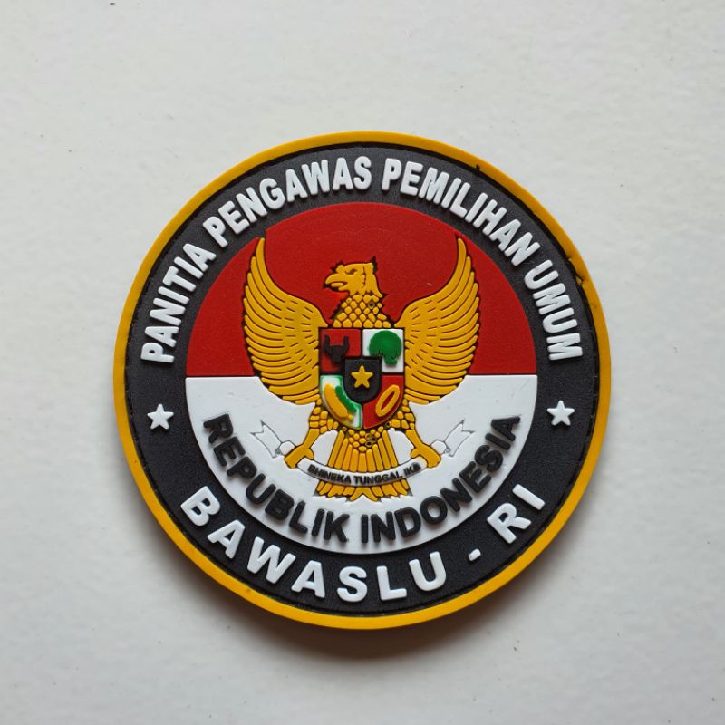 patch rubber logo bawaslu RI /badan pengawas pemilihan umum / pemilu / tempelan emblem karer velcro