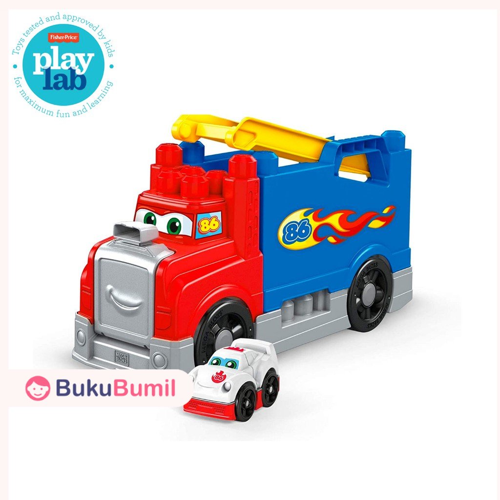 Fisher Price Mainan Balok Edukasi Bayi Usia 1 2 3 4 5 Tahun Build & Race Rig  - Mainan Balok Susun E