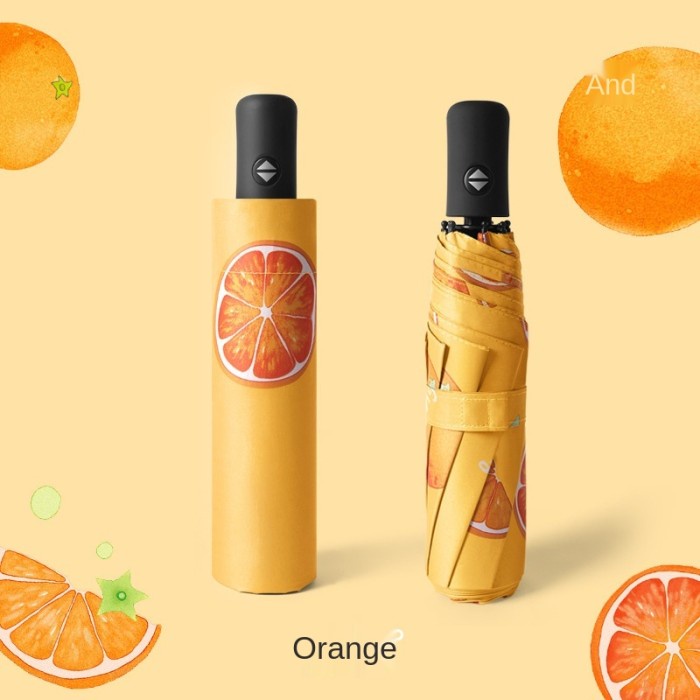 Payung Mini lipat Anti UV Lipat 3 Motif Buah - Orange - lemon - semangka-manggis -kiwi