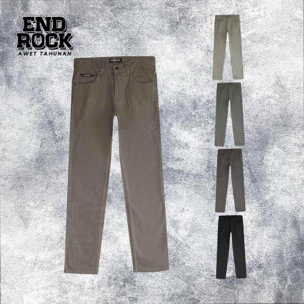 Original Chino canvas UNESCO | Celana chino panjang pria bahan canvas