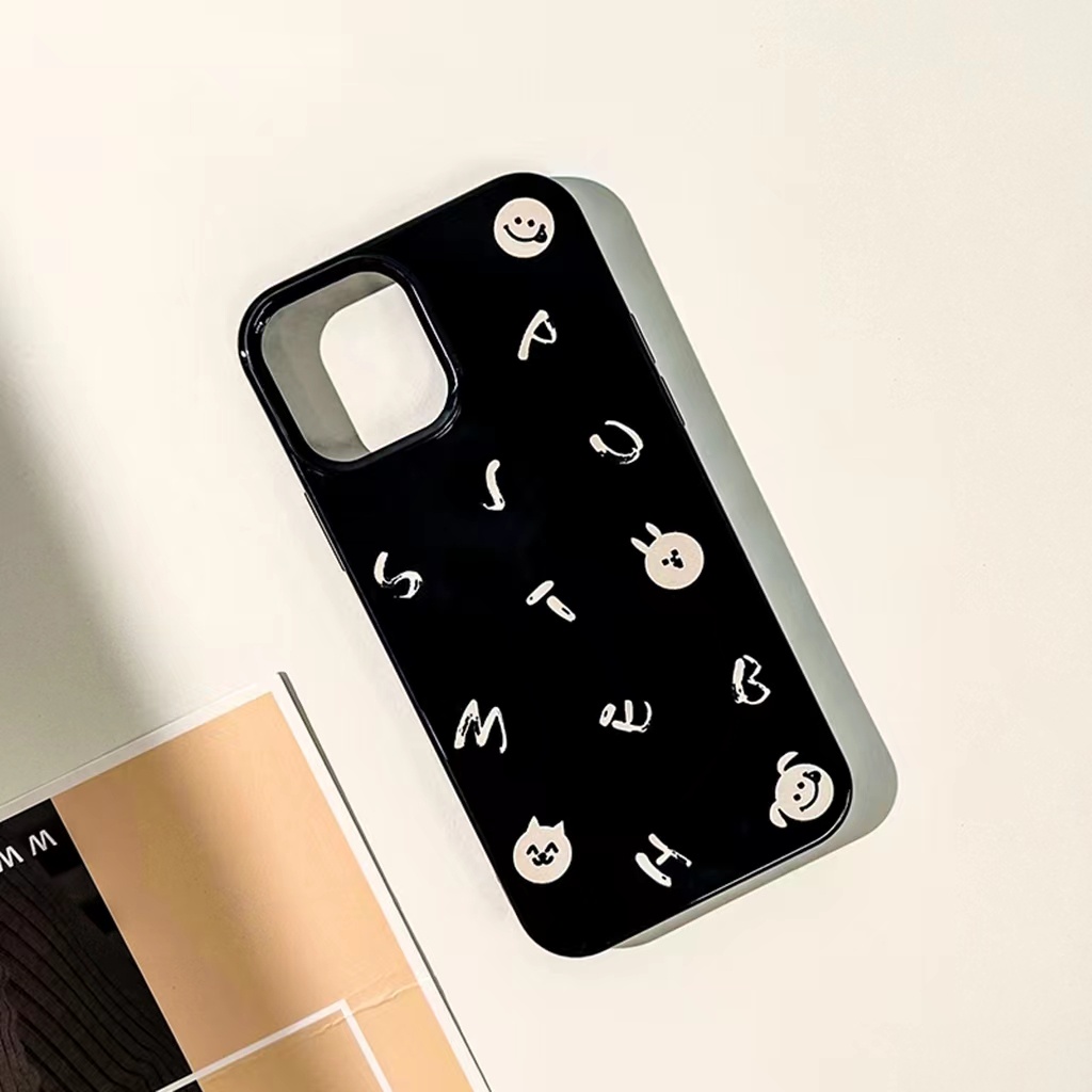 IPHONE Ins Beruang Kelinci Inggris Cocok Untuk Iphone14 14pro 14plus 13 13mini 13pro 13prm iPhone12 7Plus 8Plus Xr XS 13 12mini Pro Max TPU Empat Sudut Casing Ponsel Tahan Guncangan