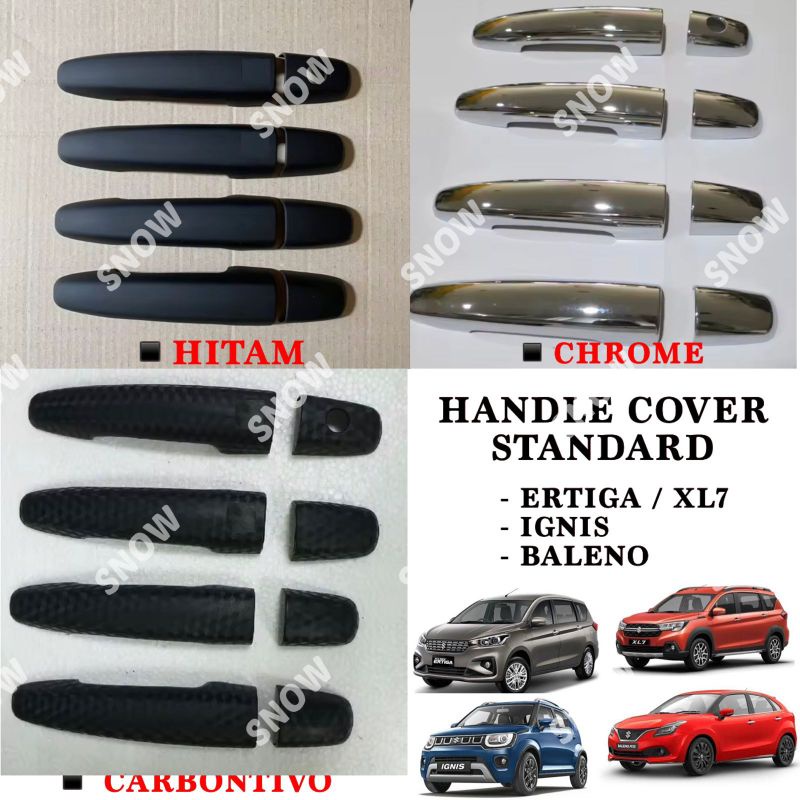 Handle Cover Pintu Suzuki Ignis Baleno Ertiga XL7 2018 2022 2023 Standard Hitam Chrome Carbontivo