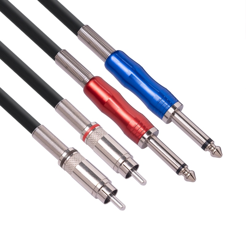 Zzz Kabel Line 2x 6.35mm Male-TS to 2x RCA Male PVC Housing Adapter Cord Kawat