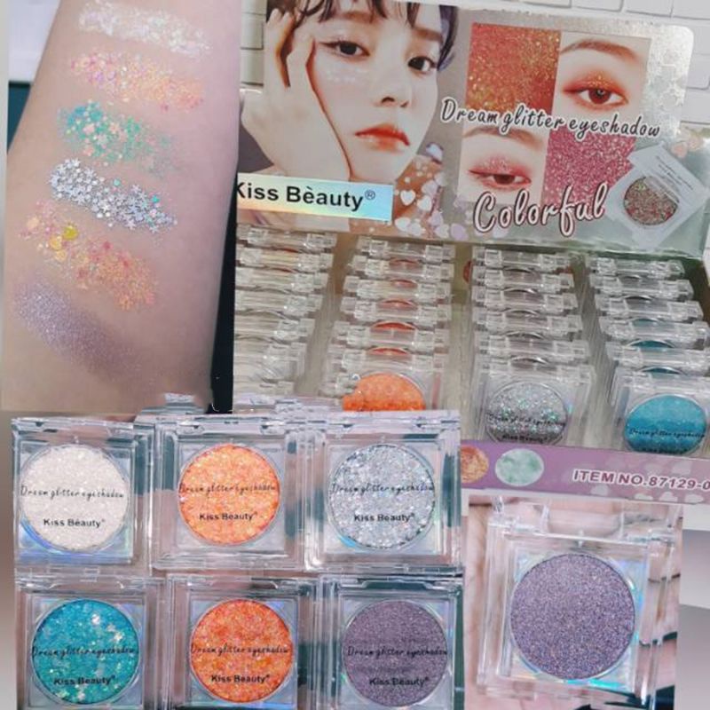 ECER!! EYESHADOW GLITTER COLORFULL KISS BEAUTY 4 WARNA GLITTER 87129