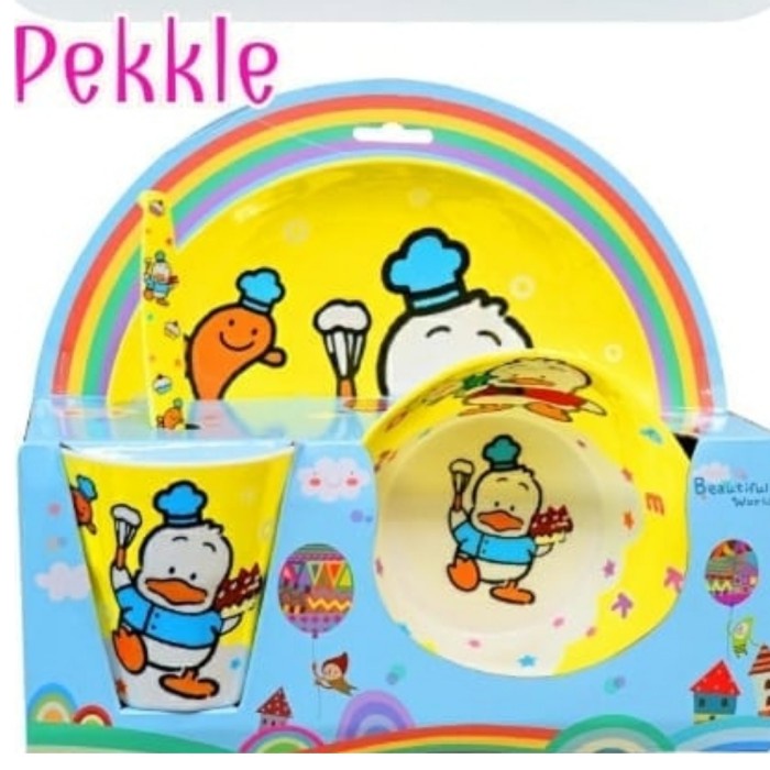 Piring Set Piring Anak Melody Hello Kitty Frozen Pekkle Tsumtsum Gude Melamin