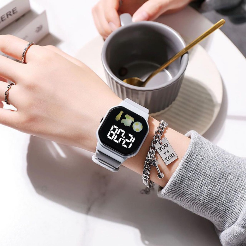 ✅Jam Tangan Couple LED Digital Pria Wanita Rubber Tahan Air Electronic Fashion Anak Remaja Import Premium COD M180