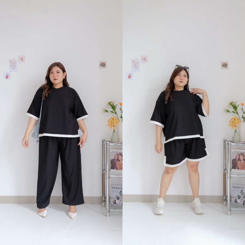 BIGWELL ANNA SET PANJANG/PENDEK - SETELAN WANITA JUMBO - SETELAN WANITA BIGSIZE