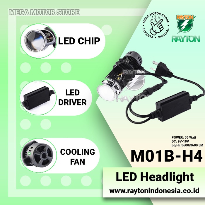 LAMPU MOTOR RTD RAYTON M01B-H4 MINI PROJECTOR LED ORIGINAL