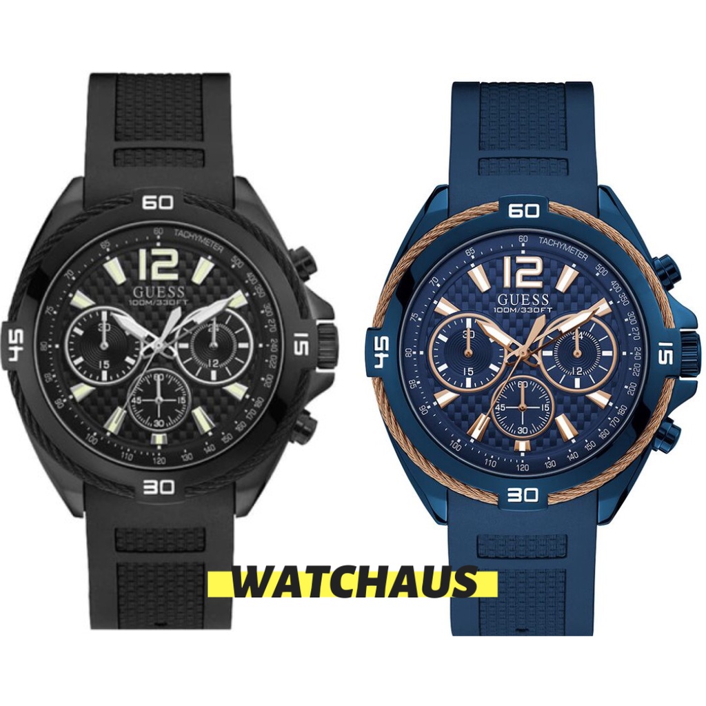 JAM TANGAN PRIA GUESS SURGE W1168G2 W1168G4 W1168 G2 W1168 G4 ANALOG BLACK BLUE  RESIN/ RUBBER/ SILI