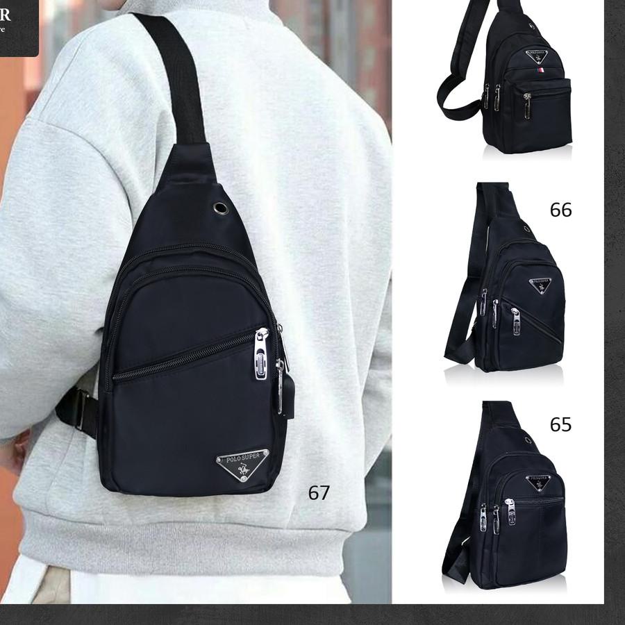 ♣ POLO SUPER Tas Selempang Pria Sling bag Import Tas Polo Original USB Portable Tas Slempang Dada Pr