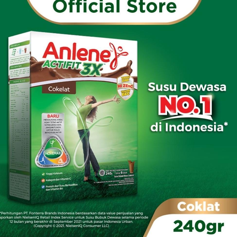 

12.12 MALL Anlene Actifit 3X Susu Bubuk Dewasa Cokelat 240g - Nutrisi Tinggi Kalsium Untuk Tulang, Sendi, dan Otot serbuuu !