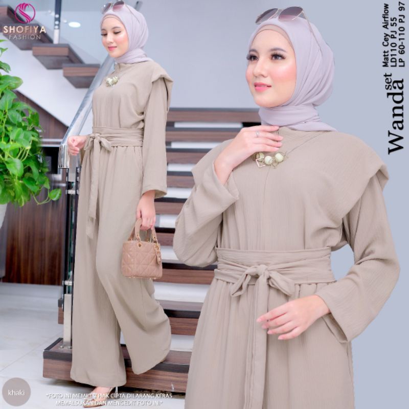 Setelan Wanita Kekinian Wanda Set Baju Perempaun Dewasa Setelan Crinkle One Set Jumbo Ld120 cm Ootd Wanita Set