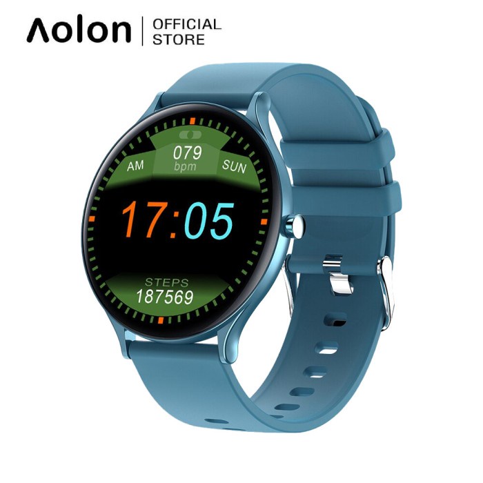 AOLON Smartwatch QW13 - Slim IP67 Custom Watchface Colorful - Biru Muda Murah