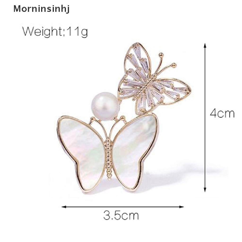 Mornin Cubic Zircon Double Butterfly Bros Wanita Mutiara Serangga Bros Hadiah Dekorasi id