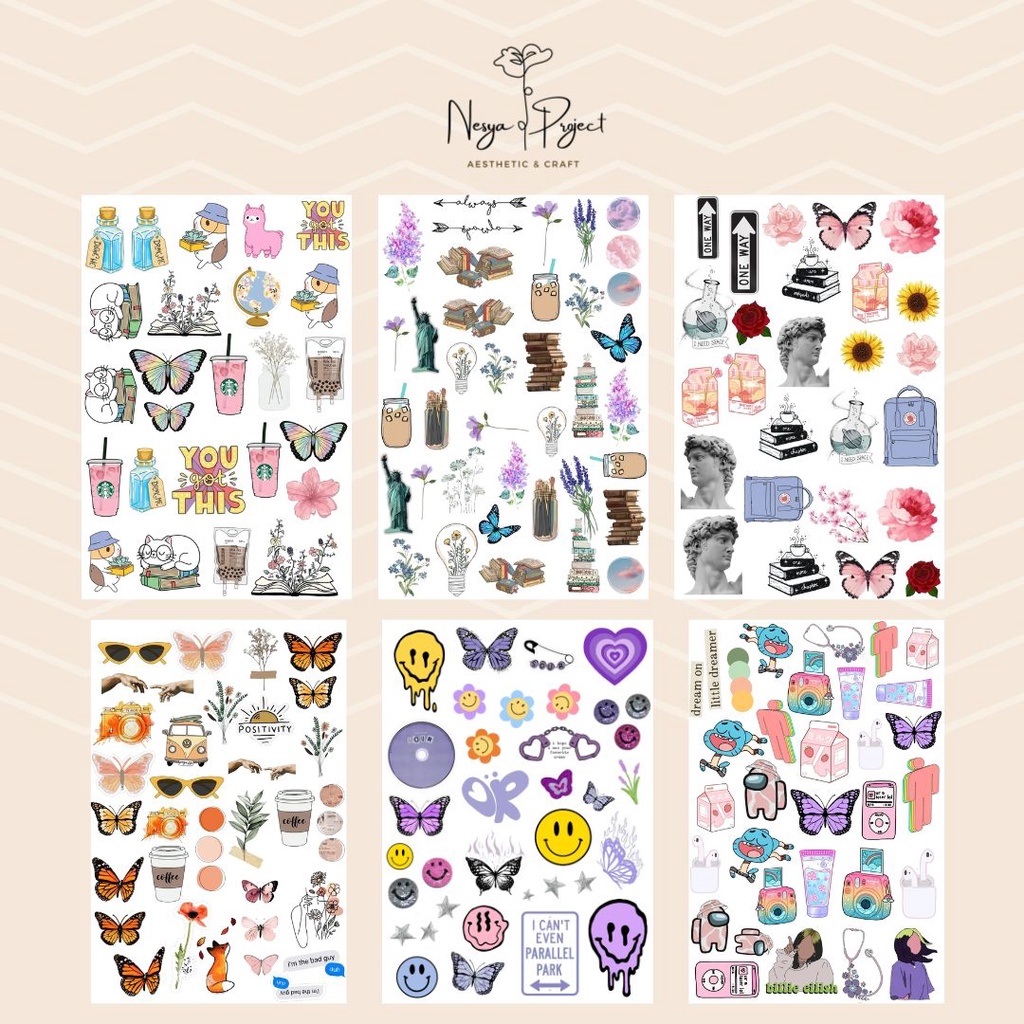 

Butterfly Artsy Sticker Pack Doff | Journal Sticker | Tumblr Sticker | Stiker HP/Laptop/Tumblr/journal