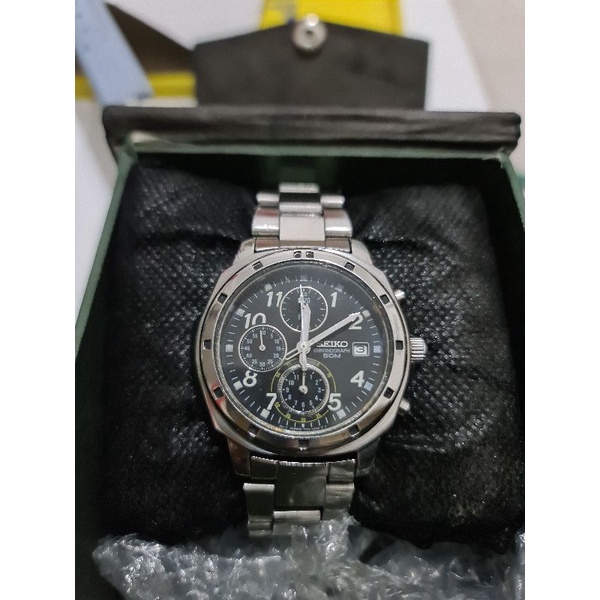 jam tangan original Seiko Chronograph quartz mulus preloved second bekas