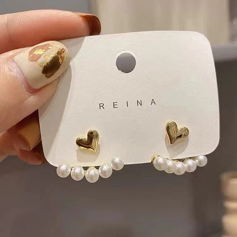 Versi Korea Anting Satu Gaya Dua-Pakai Cinta Mutiara Anting Jarum Perak2022 Gaya Baru Desain Fashion Trendi Perasaan Temperamen Anting Wanita