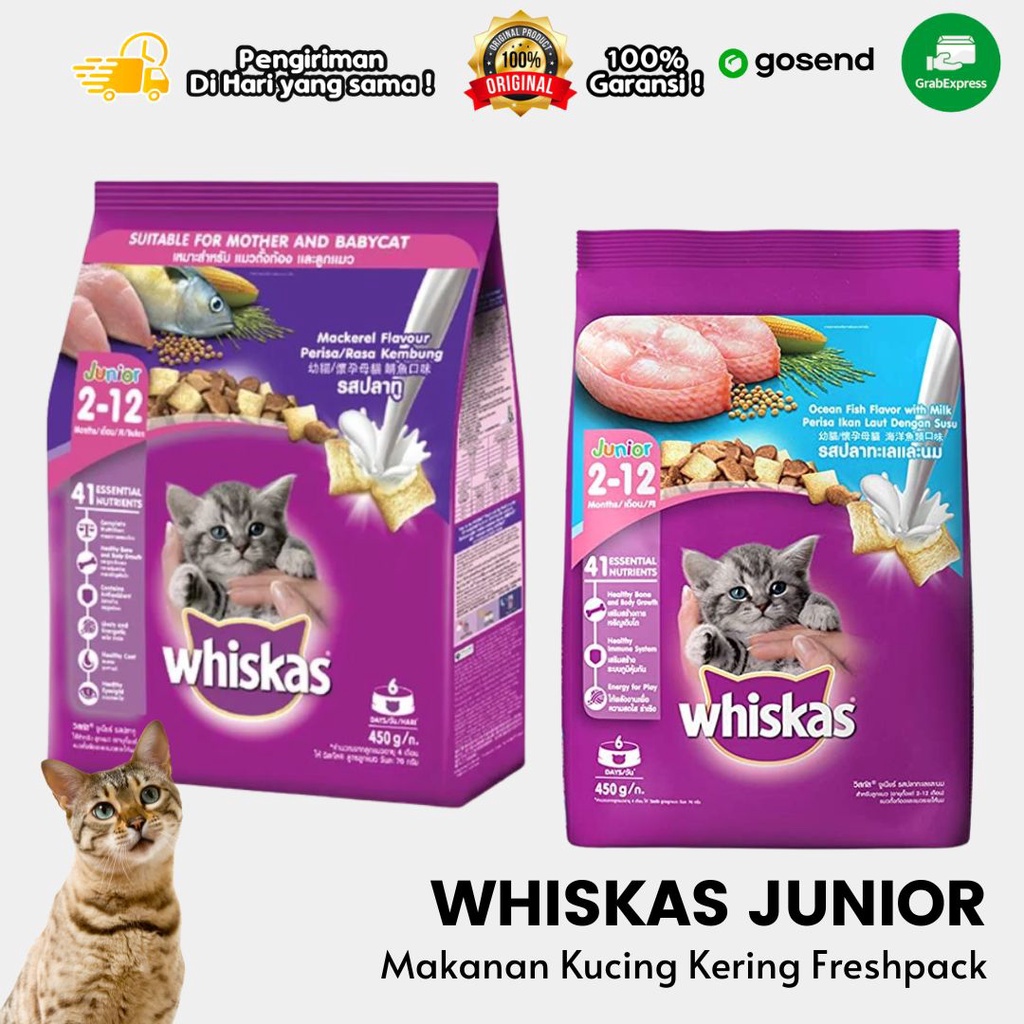 Makanan Kucing Kering Dry Food Whiskas Junior 450gr