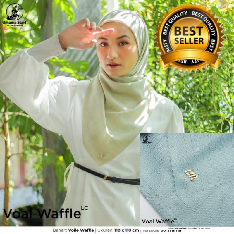 HIJAB SEGIEMPAT VOAL WAFFLE UMAMA METAL LOGO LC 110X110CM