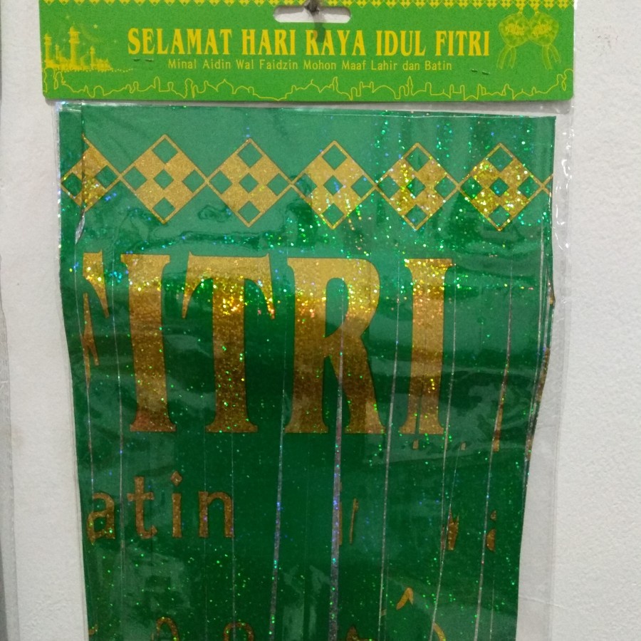 banner lebaran Selamat idul Fitri garland rumbai foil metalik