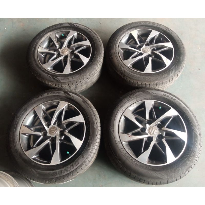 Velg Mobil Bekas OEM Copotan Ertiga Ring 15 Pcd 5x114,3 + Ban Dunlop 185 65 R15 Buat Grand max Luxio