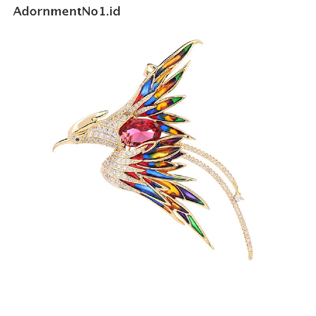 [AdornmentNo1] Bros Burung Phoenix Enamel Kristal Pin Hewan Untuk Wanita Pria Brooch Pin Hadiah [ID]