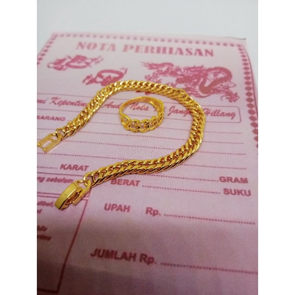 gelang tangan titanium emas muda sultan bonus cincin tidak mudah luntur