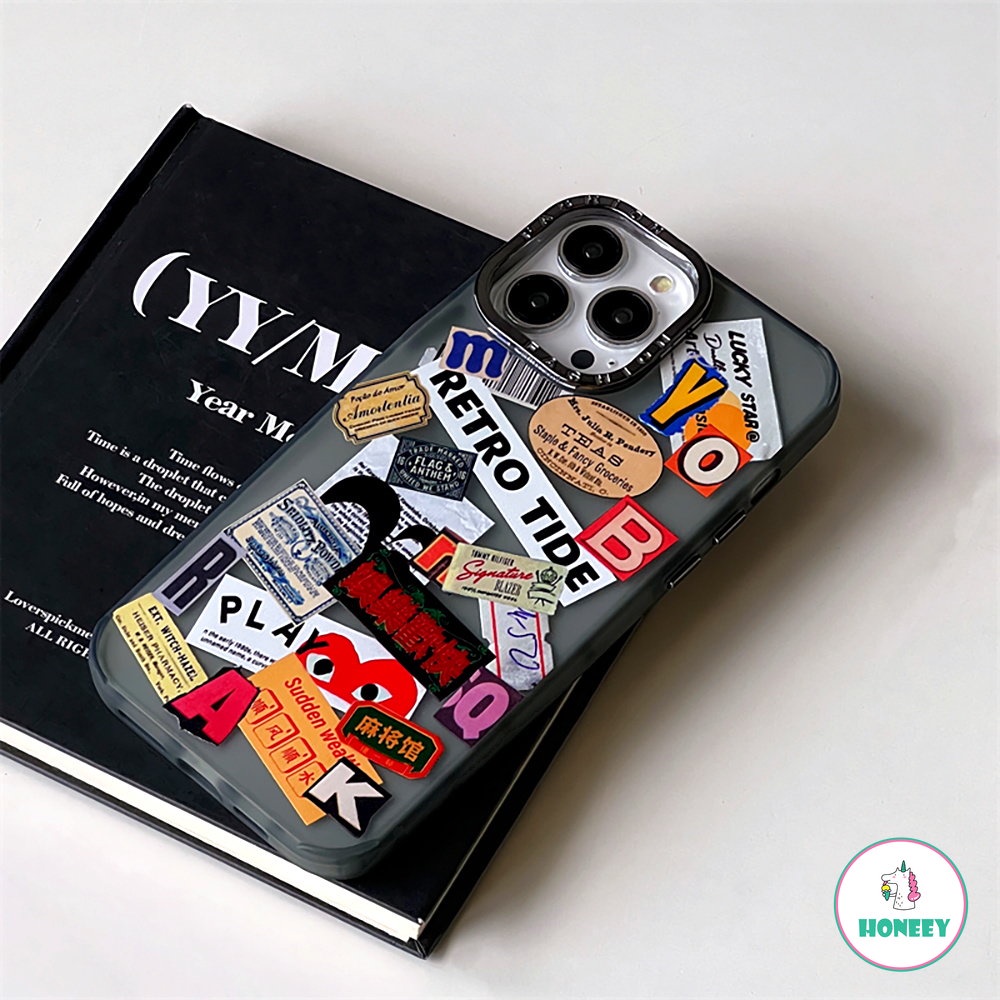 IPHONE Mewah Matte Plating Graffiti Ticket Phone Case Kompatibel Untuk Iphone11 12 13 14 Pro Max Kamera Perlindungan Shockproof Bumper Soft Cover