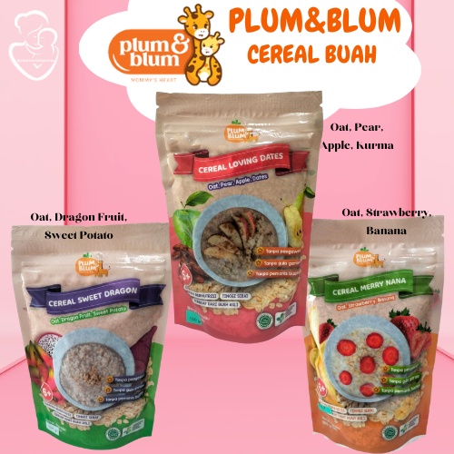 Plum and Blum Cereal Buah Mpasi Pisang Apel Kurma Buah Naga
