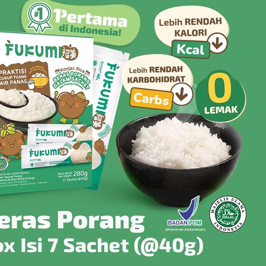 

♛ FUKUMI BERAS PORANG BOX SACHET - Fukumi Shirataki Beras Konjac Rice Diet isi 7 sachet x @40gr ➤