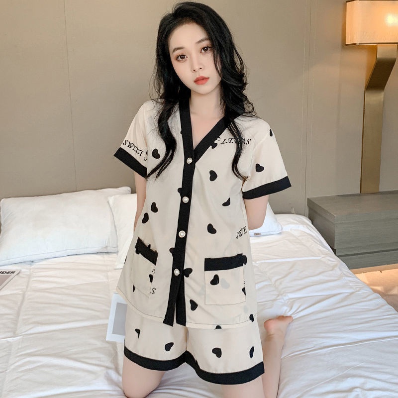 TELLY ➡️ 384 Piyama Wanita Dewasa Model Kancing Depan Mewah HP Lengan Pendek Celana Pendek Import High Quality Sleepwear