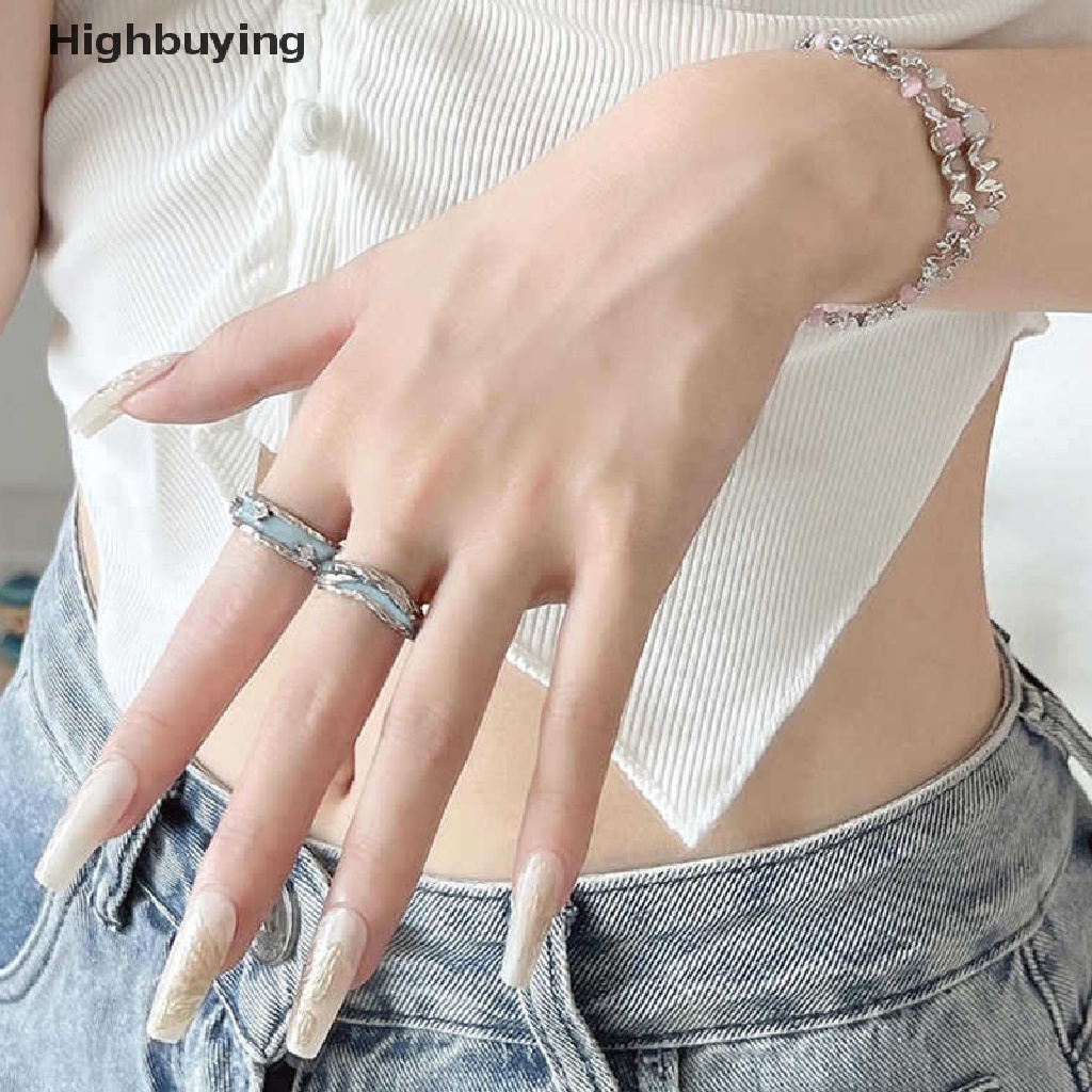 Hbid Manis Baru Fashion Tidak Teratur Cincin Untuk Wanita Buatan Tangan Bertatahkan Zirkon Terbuka Cincin Minimalis Geometris Perhiasan Adjustable Ring Glory