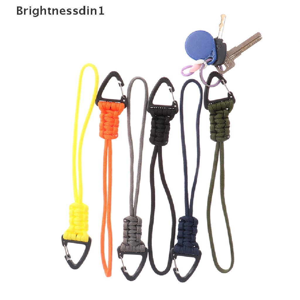 [Brightnessdin1] Paracord Gantungan Kunci Braided Lanyard Triangle Buckle Hook Parachute Cord Carabiner Butik