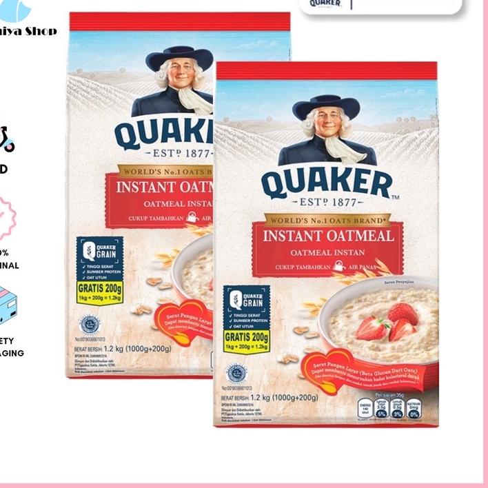 

☋ Quaker Instant Oatmeal 1200gr Merah 1.2 kg Exp 2024 ←