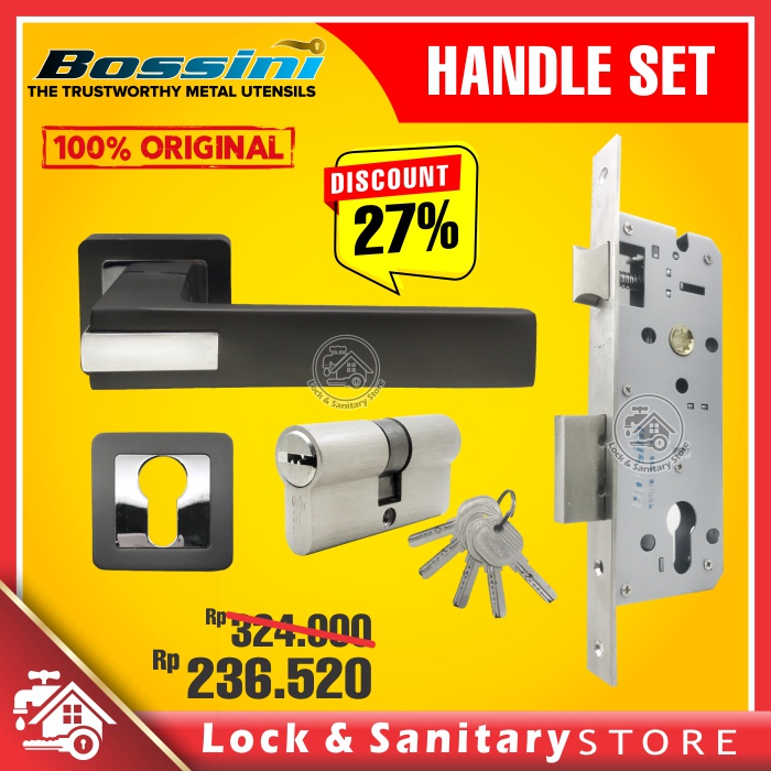 Handle Pintu Set BOSSINI DR-211 MBSN CP Gagang Pintu Komplit Set