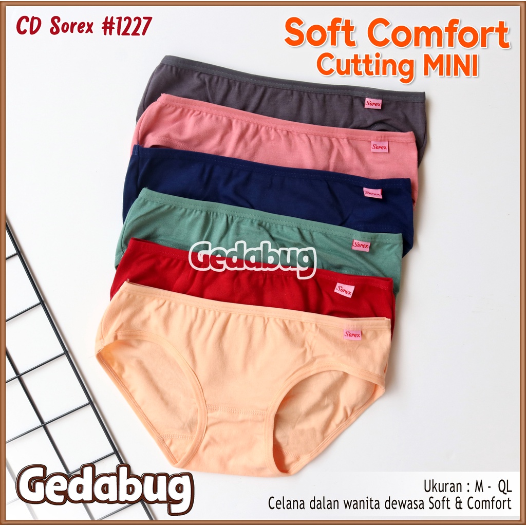 [6 Pcs] Celana Dalam Sorex 1227 Katun Soft Comfort CD Wanita Sorex Basic Cutting Mini