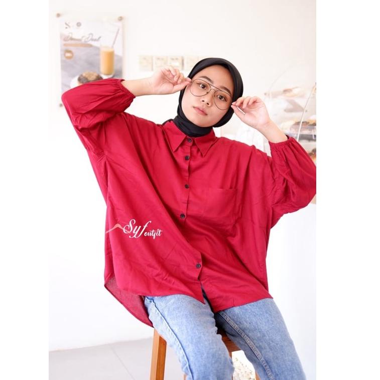 BIG SALE KEMEJA OVERSIZE KATUN RAYON LENGAN BALON JUMBO /KEMEJA JUMBO XXL