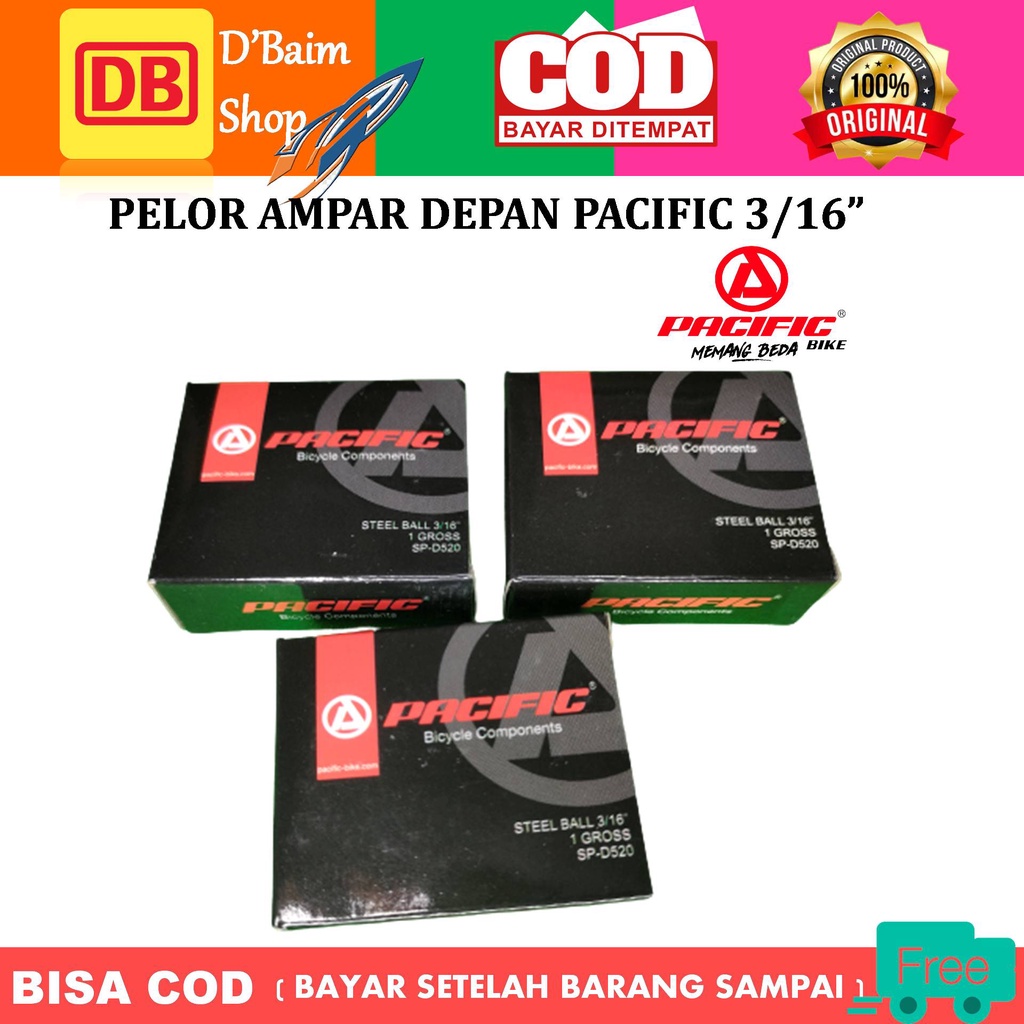 Steel Ball bijian Steel Ball Pelor Ampar Hub Depan Pacific 3/16 Isi 144 buah