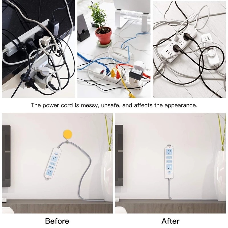 [Unggulan] Plug-in Row Socket Fixer Kait Dinding Yang Dipasang Di Dinding Socket Tempat Penyimpanan Kabel Kawat Organizer Self-adhesive Power Strip Holder Rumah Kantor Rak Dinding Multifungsi