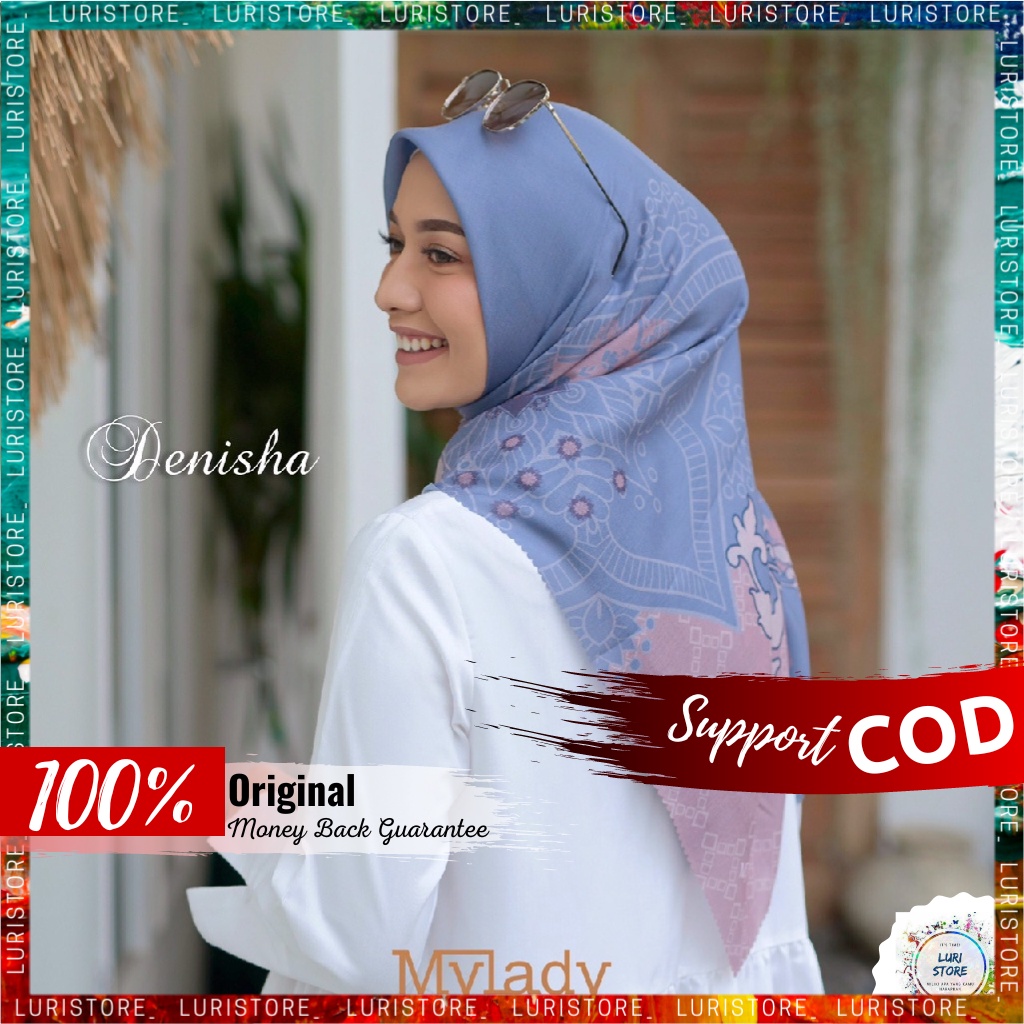 KERUDUNG MY LADY ORI DENISHA Hijab Jilbab Segi Empat Segiempat Voal Motif Mylady Terbaru Premium