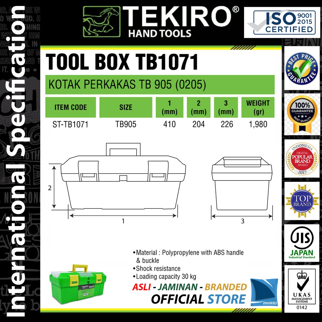 Tempat Menyimpan Kunci Mekanik 442 x 238 x 207 mm / Tool Box Type 0205 Plastik TEKIRO