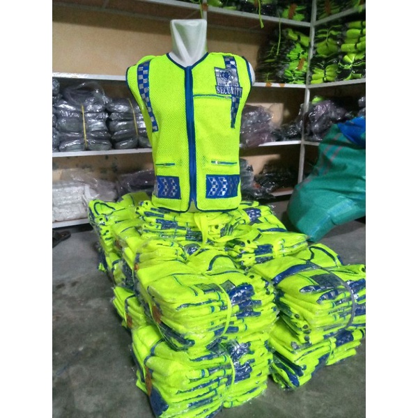 Rompi satpam security jaring motif catur