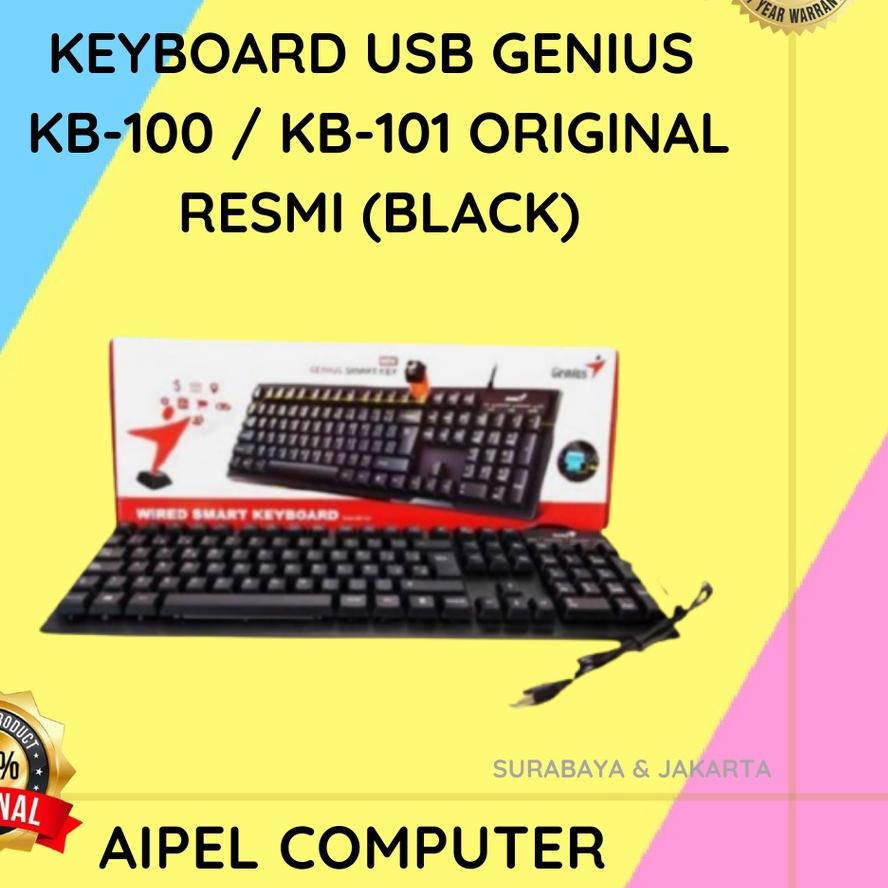 ◙ KB1 | KEYBOARD USB GENIUS KB-100 / KB-101 ORIGINAL RESMI (BLACK) ♚