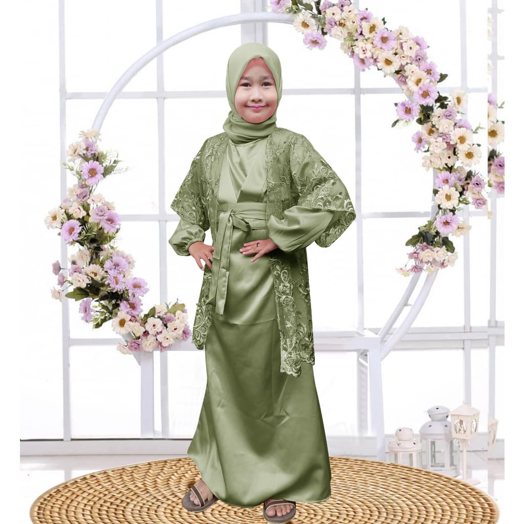 (NEW) Gamis Anak Maxmara Lunna KID/ Gamis Anak Terbaru/ Dress Model Cardigan/ Gamis Anak umur 3-12 Tahun