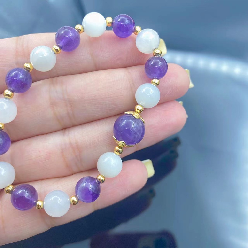 Gelang Kristal Energi Positif Natural Amethyst Moonlight Untuk Wanita