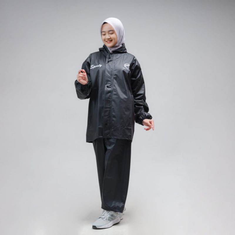 Jas Hujan Jaket Dan Celana Bahan PVC 0.25 Jaitan Dipress